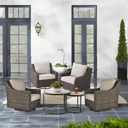 LARGE 6 PCS SWIVEL CHAIRS AND COFFEE TABLES NEW 