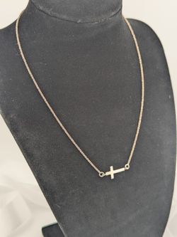 925 Sterling Silver Sideways Religious Cross Chain Pendant Necklace