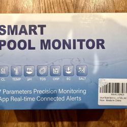 Smart Pool Monitor, Digital Pool Water Tester for Measures pH, ORP, Chlorine, TDS, Salinity, etc