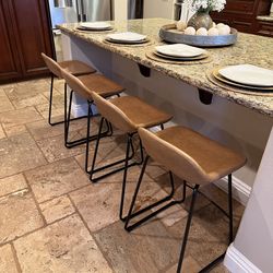 Counter height faux leather bar stools