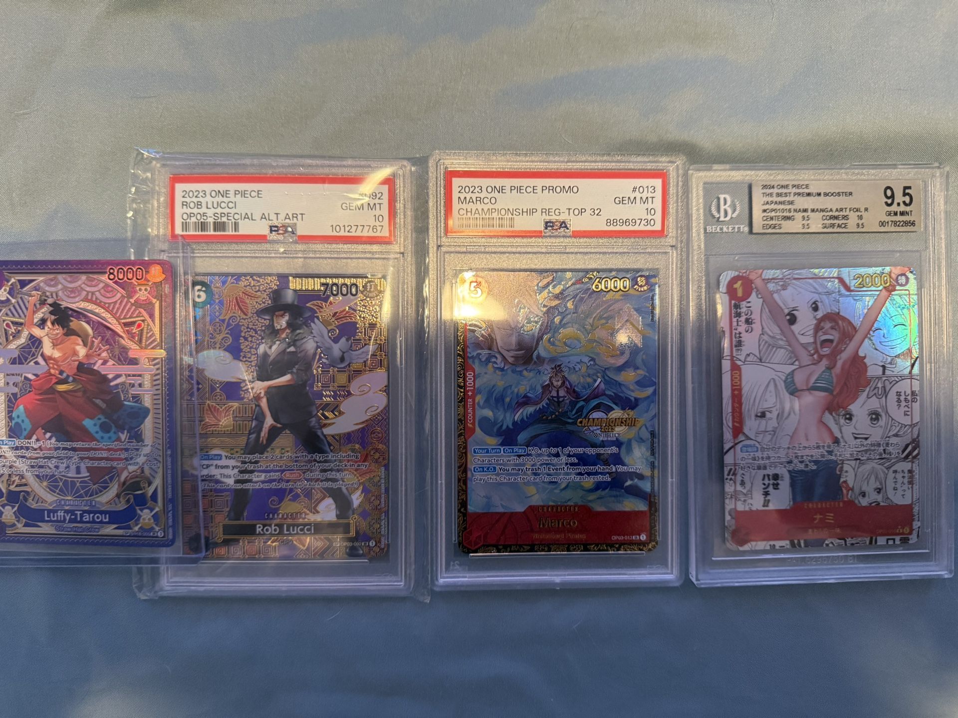 One Piece TCG card Slabs + SP luffy