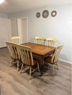 Solid Wood Dining Table w/ 6 Chairs – Sturdy, Beautiful, Extendable