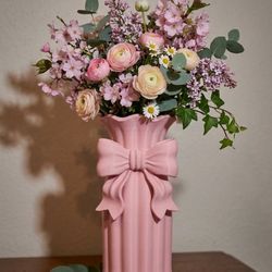Mother's Day Pink 3D Print Coquette Bow Vase (Flowers Not Included)