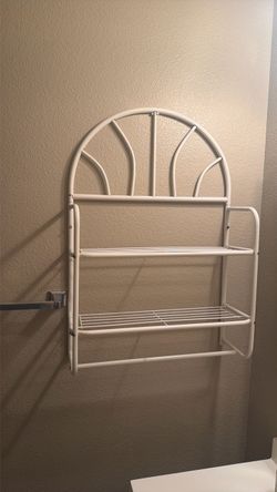 White Metal Wall-Mounted Bathroom Shelf