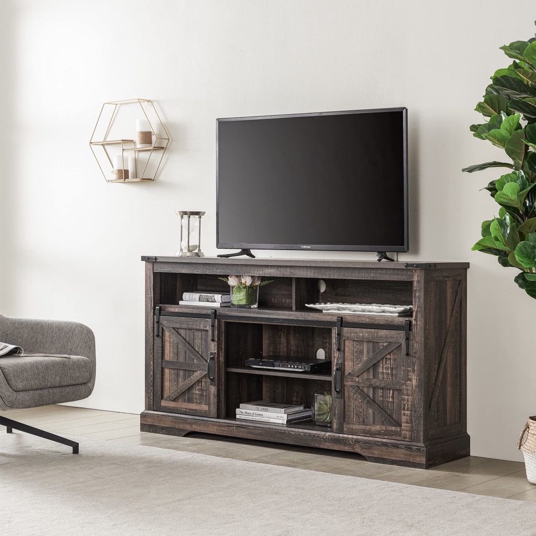  New Dark Rustic Oak 66” TV Stand (see description) 