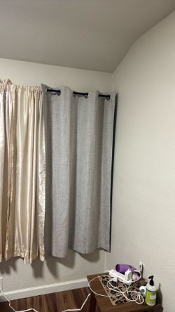 Blackout Curtains 63 Inch Length, Living Room Curtain 2 Panels Set, Room Darkening Textured Thermal Drapes, Greyish White Blackout Curtains for Bedroo