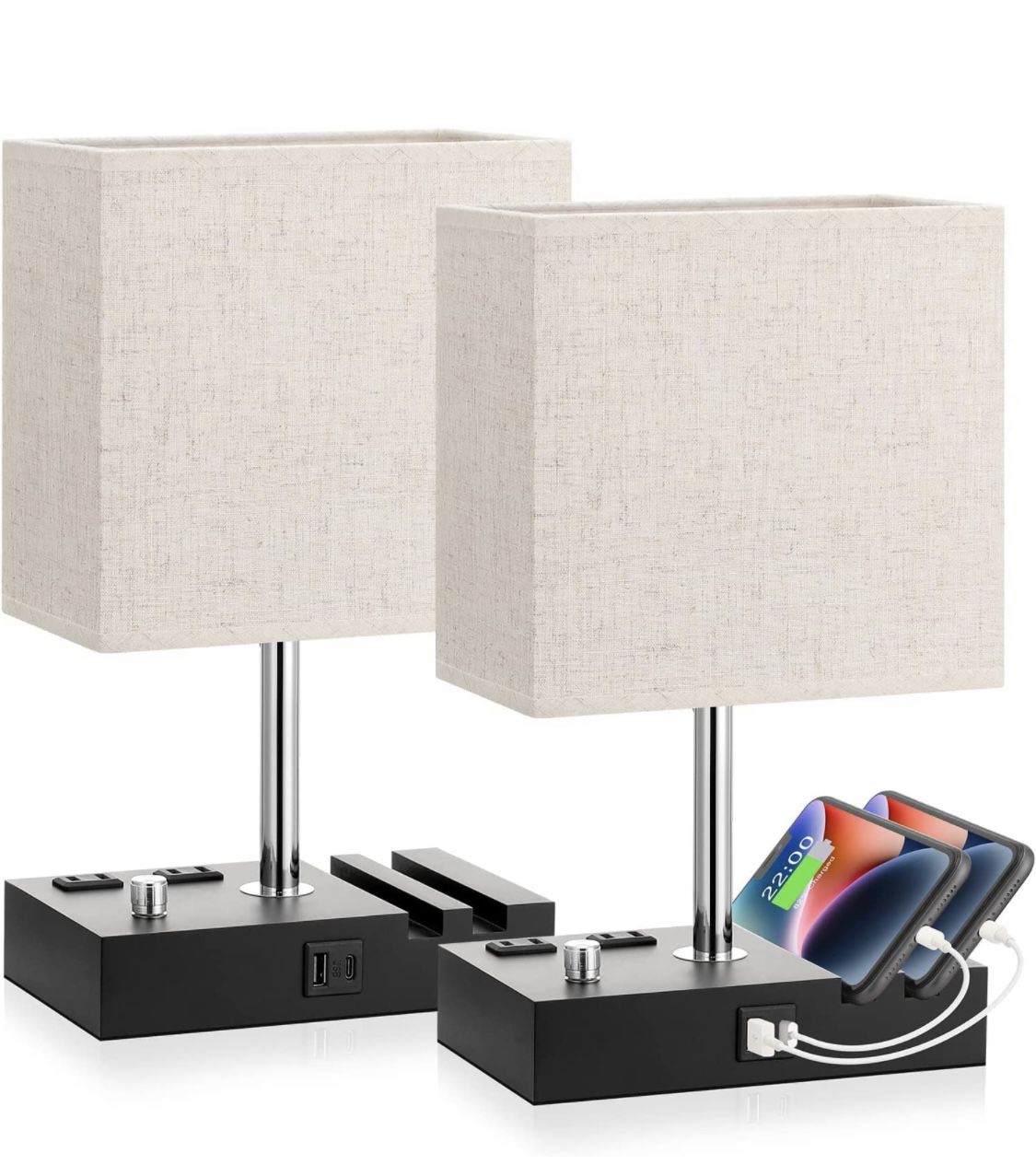 Bedside Lamps for Bedroom Set of 2 ( New)