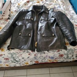 Leather Retired Police Jacket Motorcycle