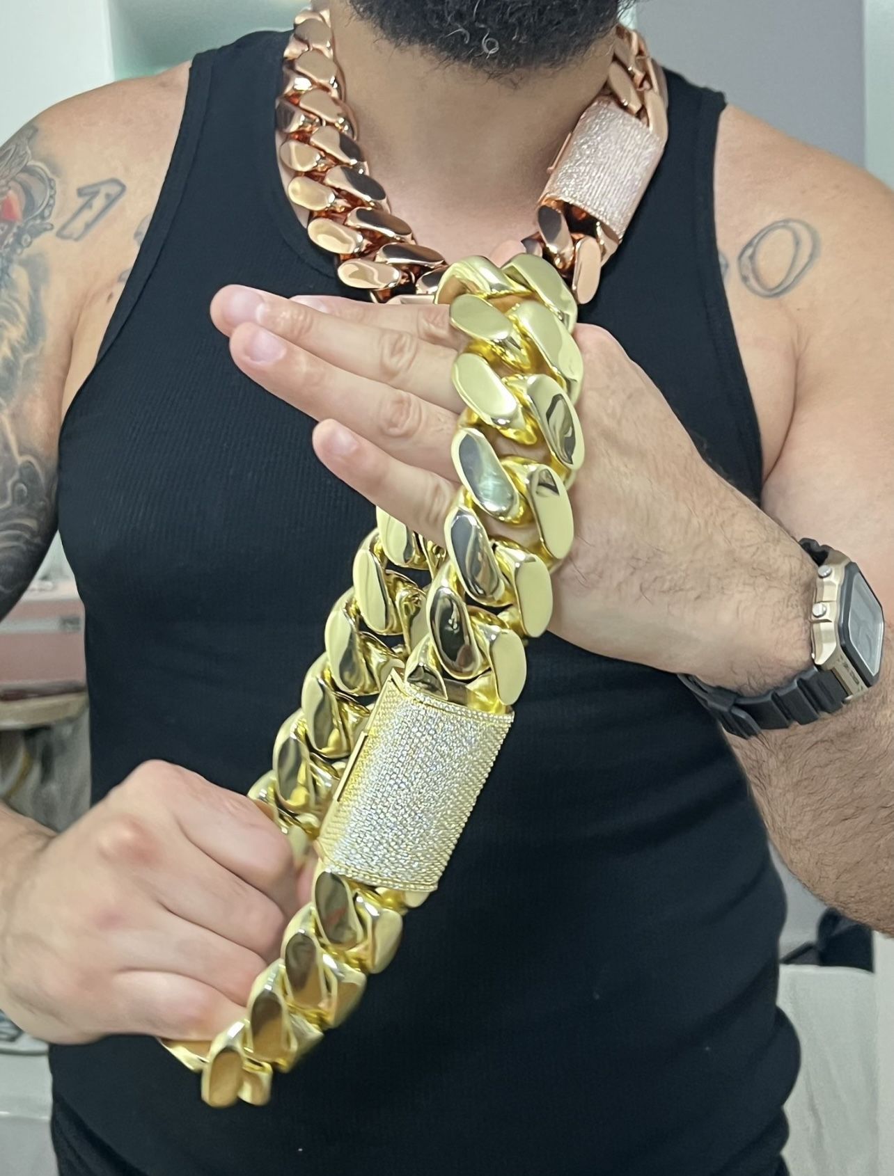 2 kilo chain moissanite lock super heavy welded super high quality Gold bonded