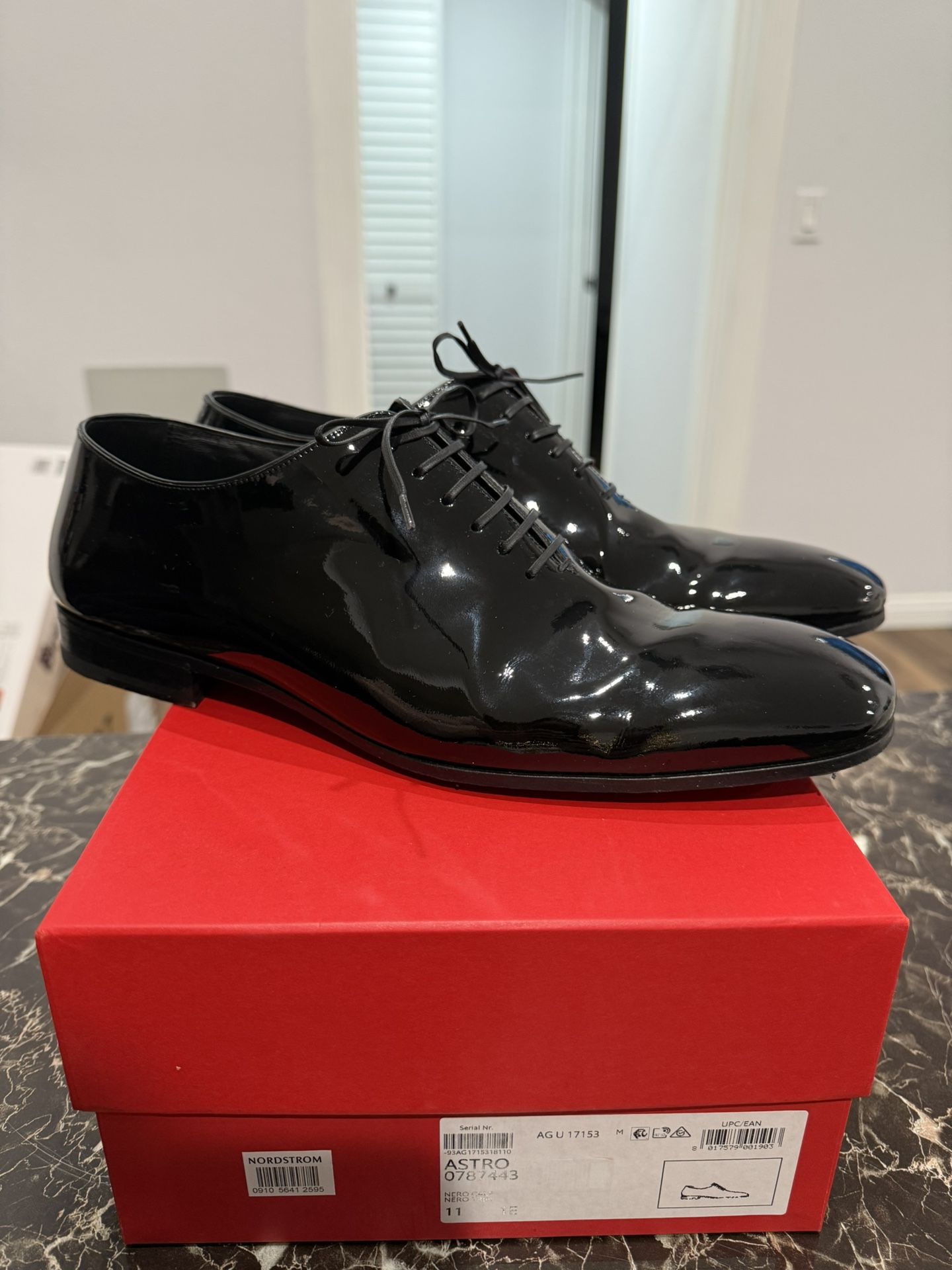 Ferragamo Astro Patent Leather Tuxedo Shoes 