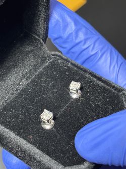 925 Silver 18k White gold Moissanite Stud Earrings