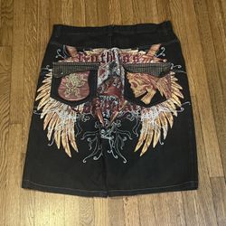 RAWBLUE JORTS SKULLS GRAIL jnco