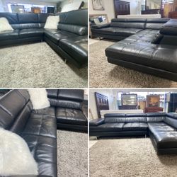 2pc Leather L Shape Sectional