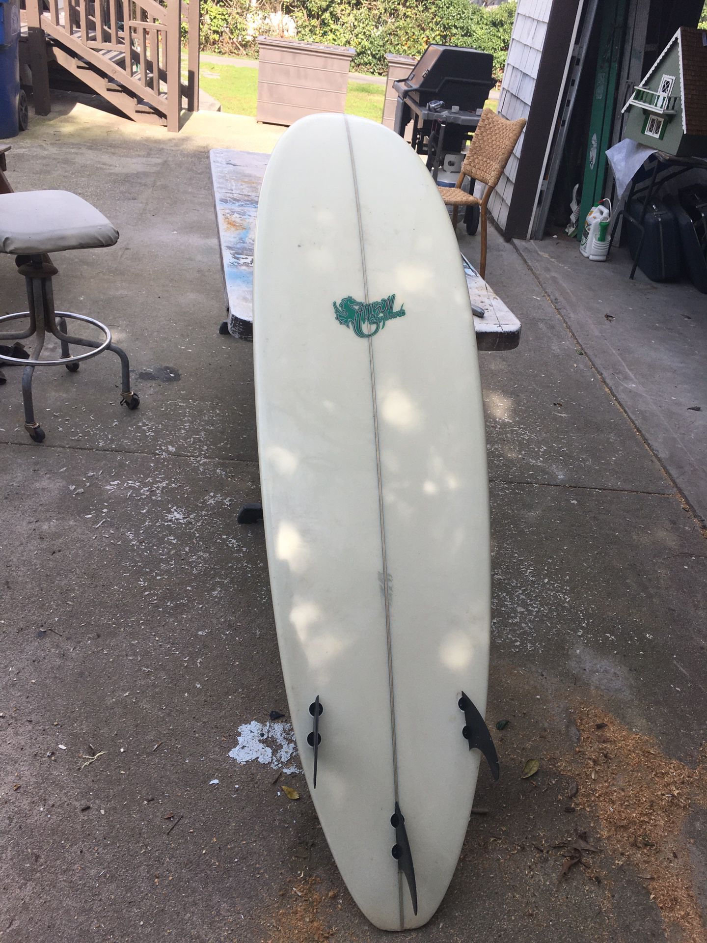 Will Allison surfboard and case