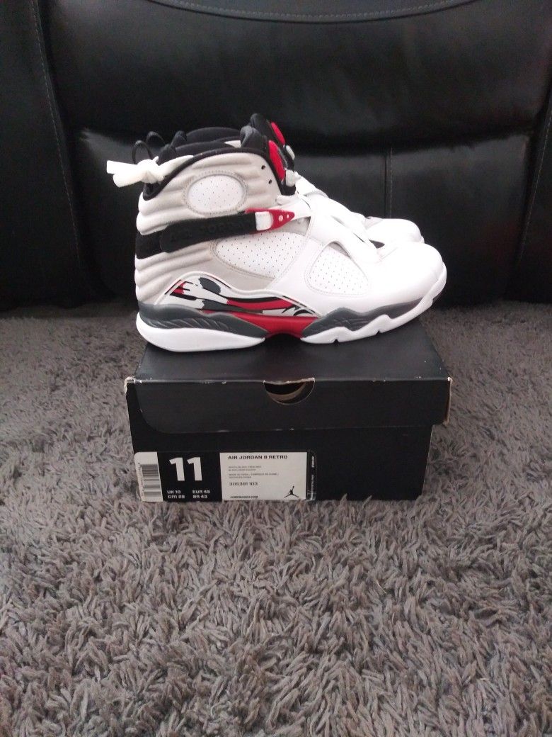 Nike Air Jordan 8 Retro, White/Black-True Red, Size 11