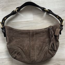 Coach Brown Suede Hobo Purse With Tassels