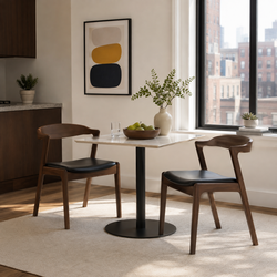 Peipus Solid Wood Dining Chairs with Faux Leather Seat Set of 2