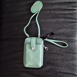 NWT, Light Mint Green Tahari Crossbody Wristlet Bag Purse Wallet