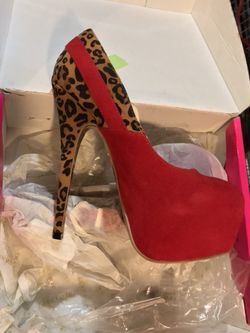 Red leopard shoes sandals high heel