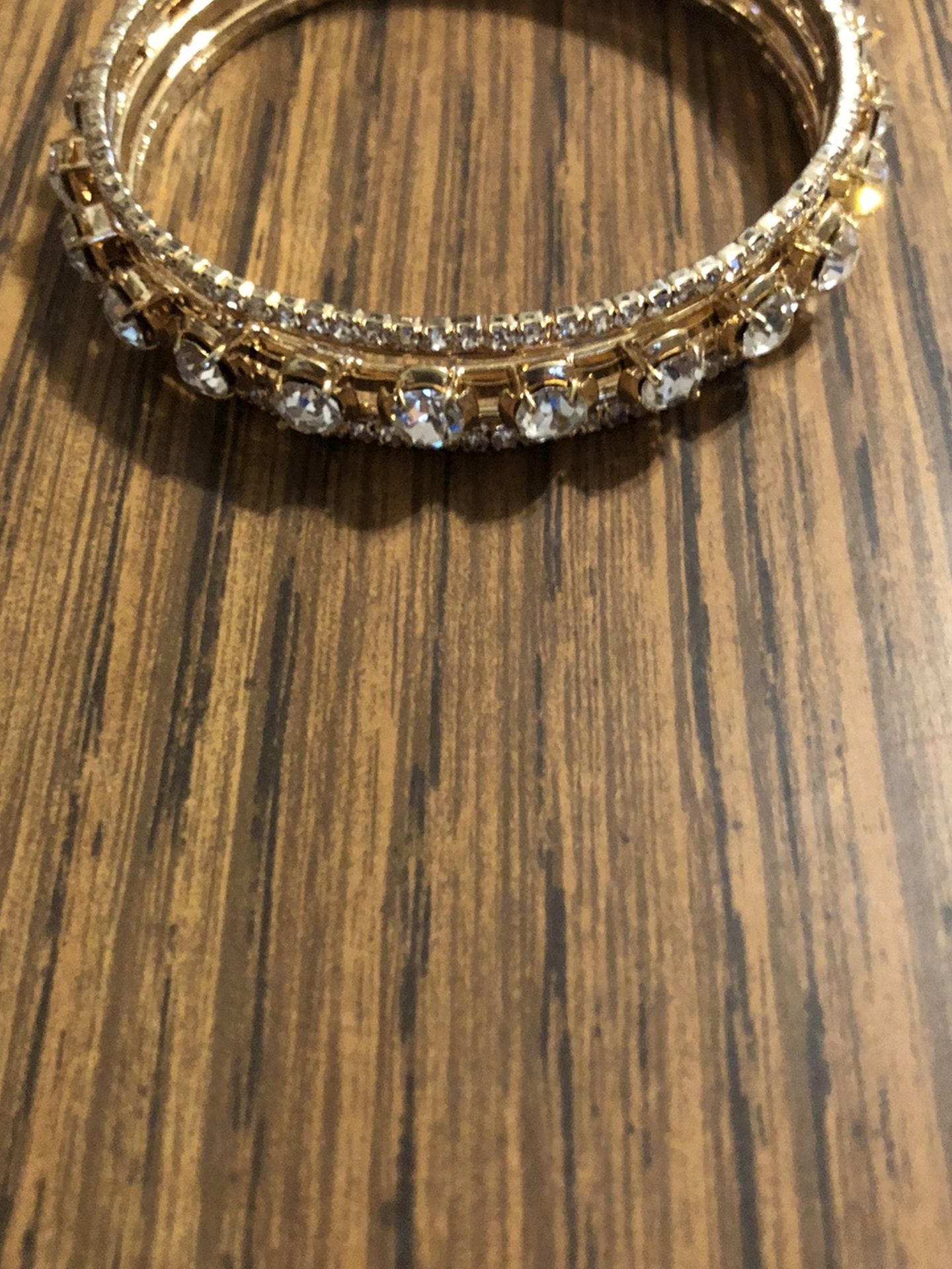 Costume Jewelry, goldstone bracelet with faux diamonds