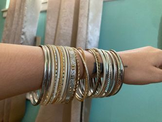 Mixed Gold and Silver Bangle Bracelet Set