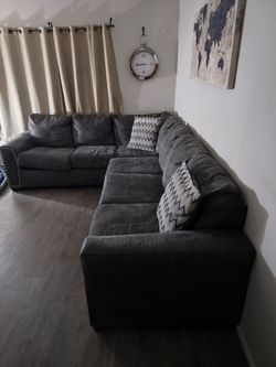 Dark Gray Fabric Sectional Sofa