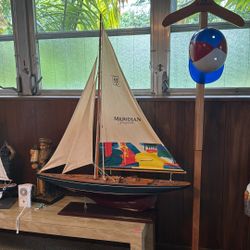 Large Wooden Model Sailboat – Nautical Home Decor