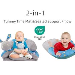 Tummy Time Mat Floor Seated Support Pillow, Baby Tummy Time Mat for Newborns and Older Babies, Detachable Caterpillar Tummy Time Playmat for Newborns