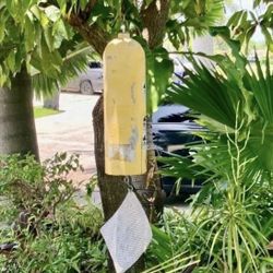 24” Yellow Scuba Tank Garden Bell: 24”H x 7.5”W