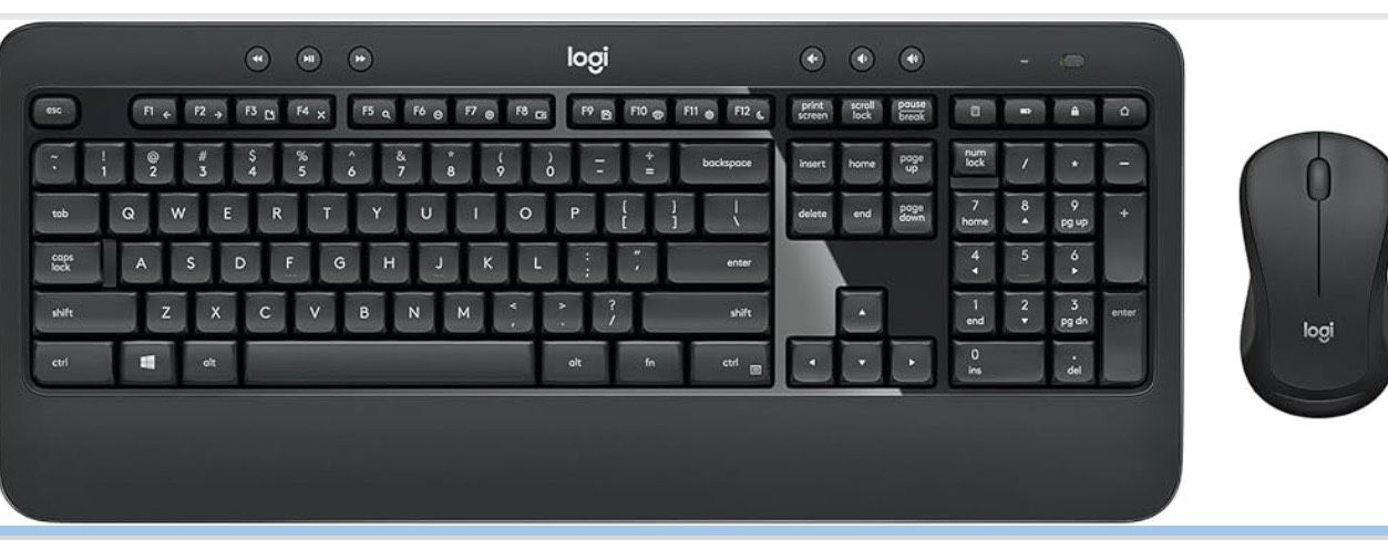 Logitech MK540 Advanced Wireless Keyboard and Mouse Combo for Windows, 2.4 GHz Unifying USB-Receiver, Multimedia Hotkeys, 3-Year Battery Life, for PC,