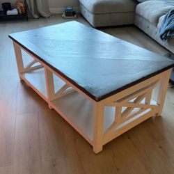Rustic Two-Tone Coffee Table on Hidden Casters