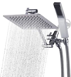 G-Promise All Metal Dual Square Shower Head Combo | 8" Rain Shower Head