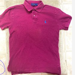 Men’ Ralph Lauren Polo Shirt Dark Pink Size Small 