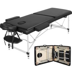 Massage Tables Portable Massage Bed Aluminium Height Adjustable Facial Salon Tattoo Bed with Non-Woven Bag, 28 inch Width Black  Size 28 inch
