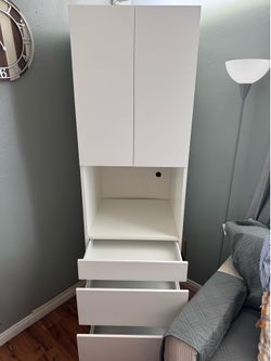 IKEA Sektion High Kitchen Cabinet White with Doors and Drawers, for Microwave