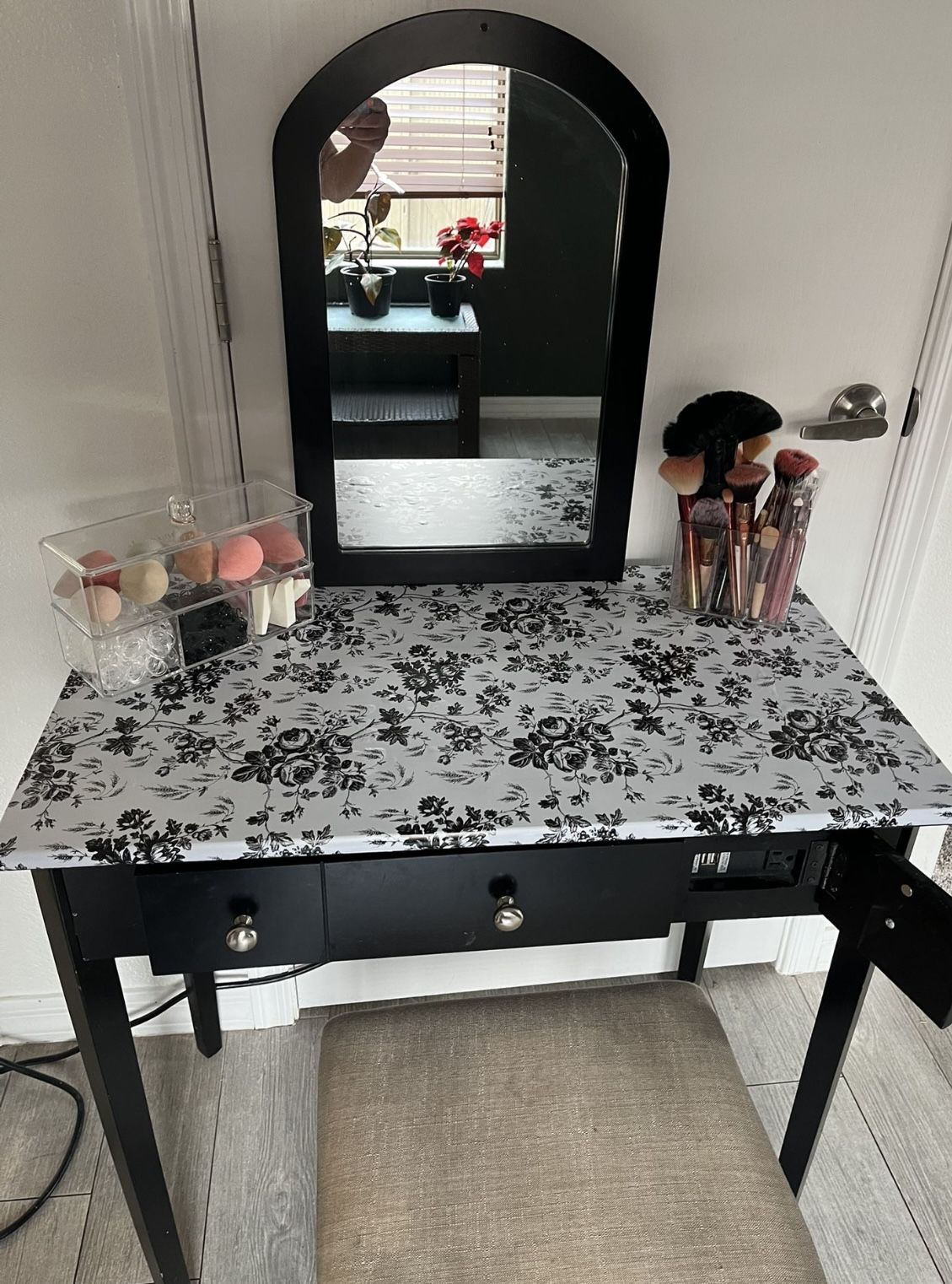 Floral makeup vanity
