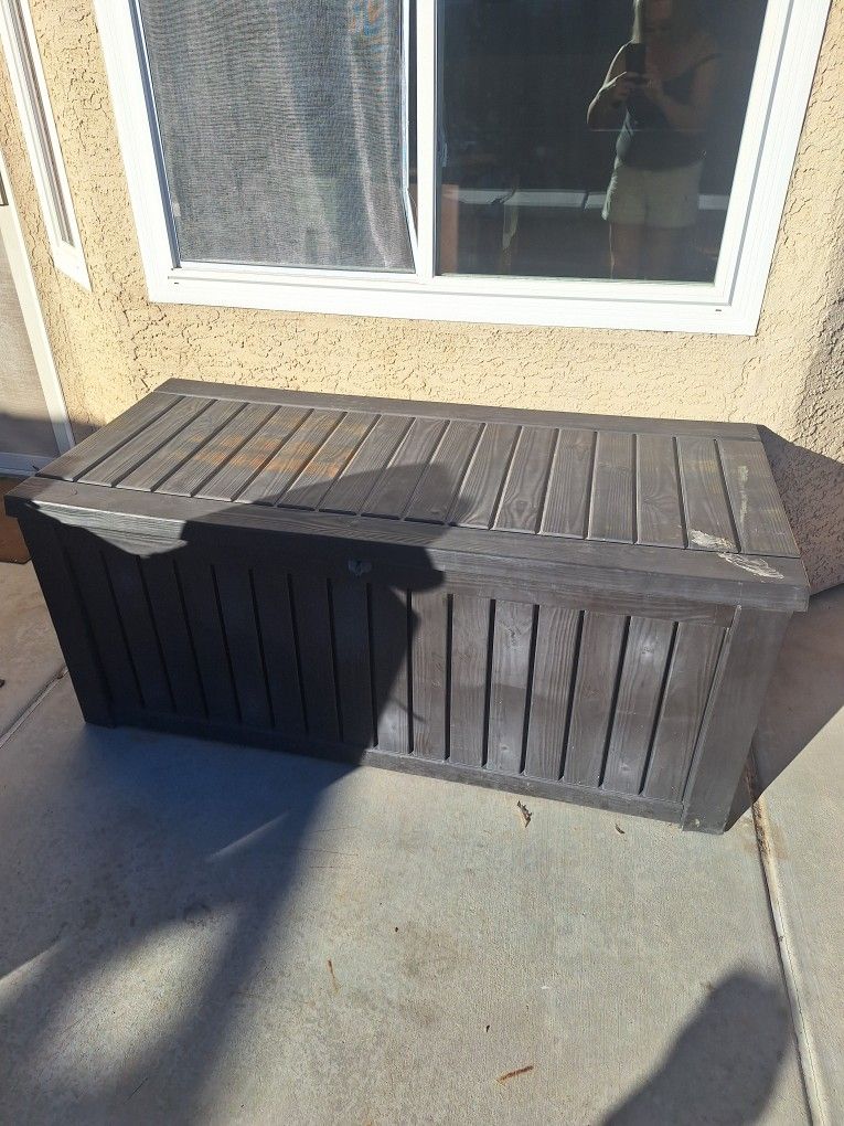 150 Gal. Large Deck Box Resin Grey for Patio Garden Furniture