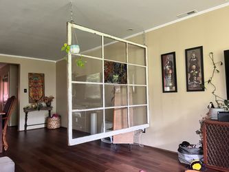 Vintage Hanging Wood Window Frame Room Divider