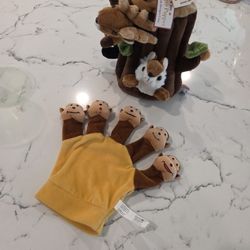 BRAND NEW WITH TAGS UNIPAK FINGER PUPPET TREE & MONKEY HAND PUPPET  SEE DESCRIPTION 