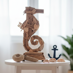 NATURAL DRIFTWOOD SEAHORSE STATUE LARGE 22" Tall.