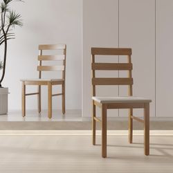 Set Of 2 Solid Wood Dining Chairs