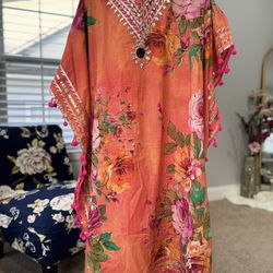 Orange Kaftan / Indian-Pakistani Dress 