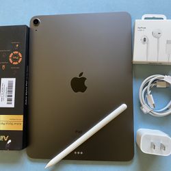 Apple IPad Air 4th Generation (10.9” Liquid Retina/ 2020 Model) 64GB with keyboard case, stylus pen & Accessories (256gb $439) 