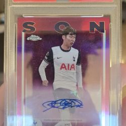 2025 Topps Chrome UEFA CC Auto Heung-Min Son #CA-HS Magenta Lava Ref /75 PSA 10