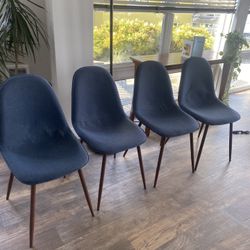 Blue Linen Dining Chairs