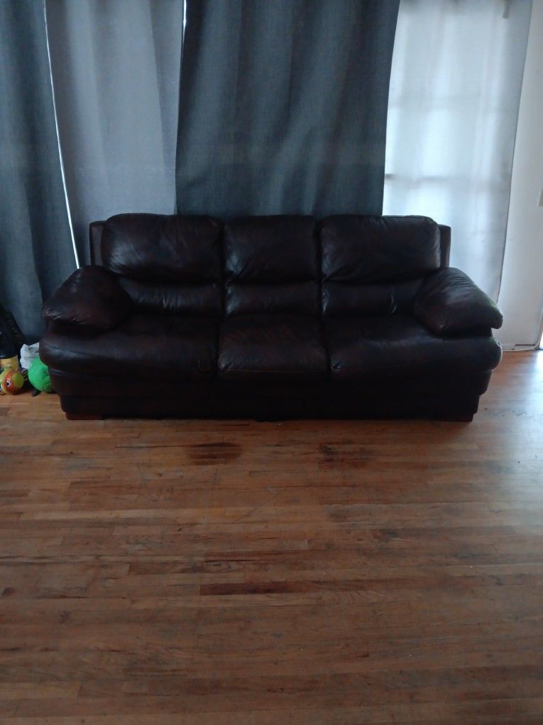 Brown Leather Couch 