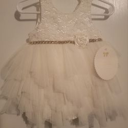 Baby Girl Formal,  Baptism, Flower Girl, Birthday,  Ivory Dress 9 months