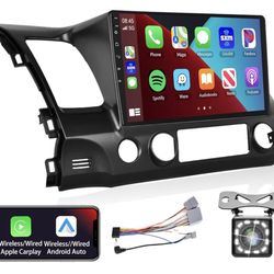 Podofo Radio for Honda Civic 2006 2007 2008 2009 2010 2011 Car Stereo with Wireless CarPlay Android Auto,10.1 Inch 1080P Touch Screen【Built-in DSP EQ 