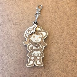 Personalized Cowgirl Keychain | Custom Name Wooden Keychain | Western Girl Gift | Cowboy Theme Party Favor