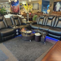 Black Reclining Sofa Loveseat Set